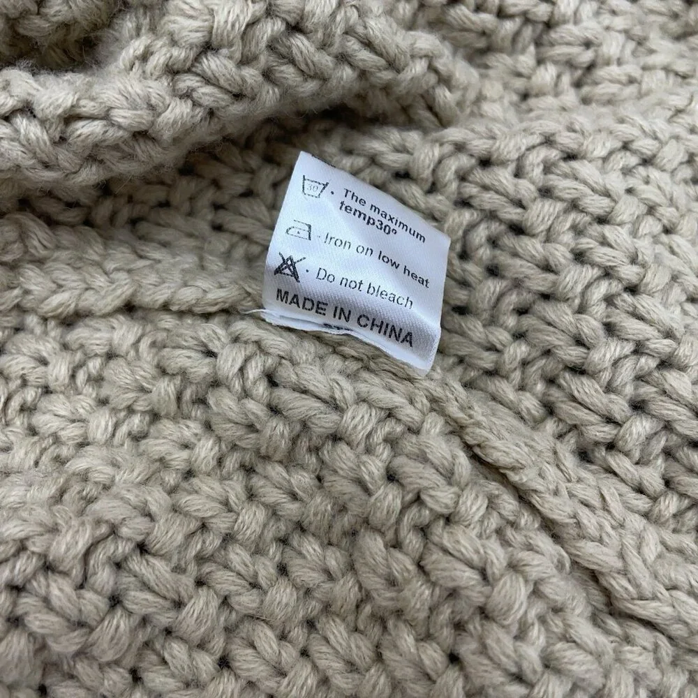 Grecerelle Open Front Cardigan Sweater Chunky Knit Pockets Tunic Tan Womens 2XL